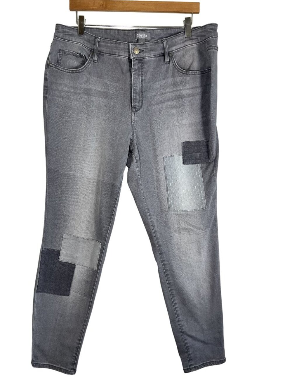 Neutral‎ Patchwork Denim Skinny Jeans Gray 18W Boho Festival Hippie Western 90s